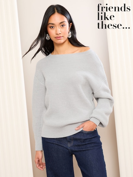 Friends Like These Grey Off The Shoulder Jumper (AW1812) | €54