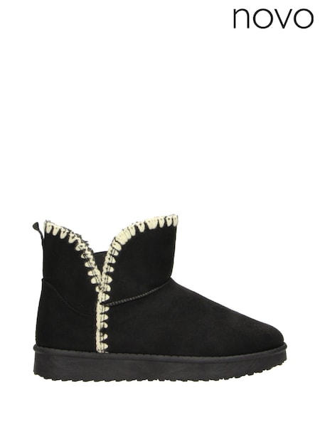 Novo Black Standard Fit Lainey Stitch Ankle Boots (AW1970) | AED93