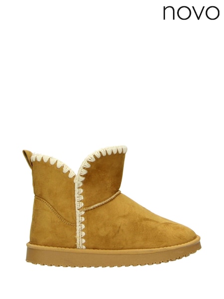 Novo Brown Standard Fit Lainey Stitch Ankle Boots (AW1972) | AED93
