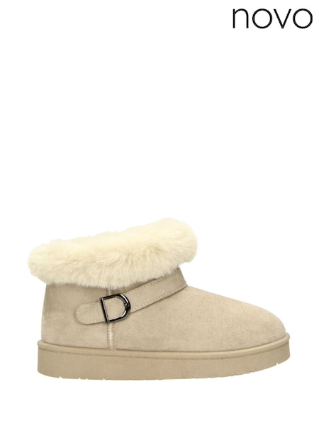 Novo Natural Standard Fit Lark Faux Fur Buckle Ankle Boots (AW1973) | AED93
