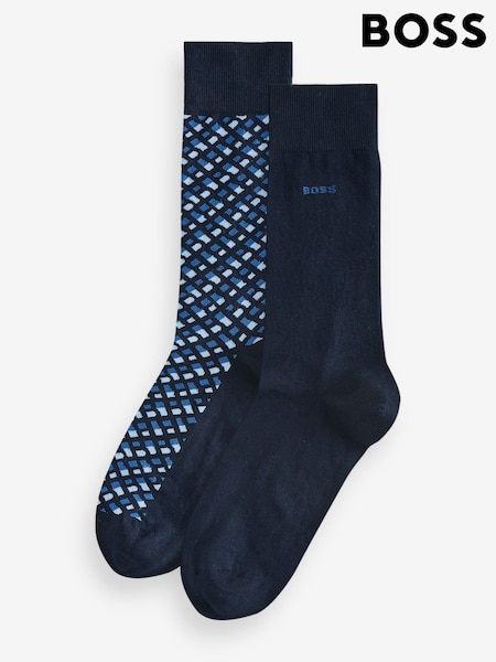 BOSS Blue Regular-Length Cotton-Blend Socks 2 Pack (AW2007) | €25