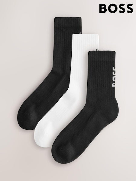 BOSS Black/White Ribbed Short Socks 3 Pack (AW2012) | €17.50