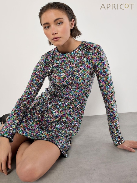 Apricot Black Fit & Flare Rainbow Sequin Dress (AW2024) | €59