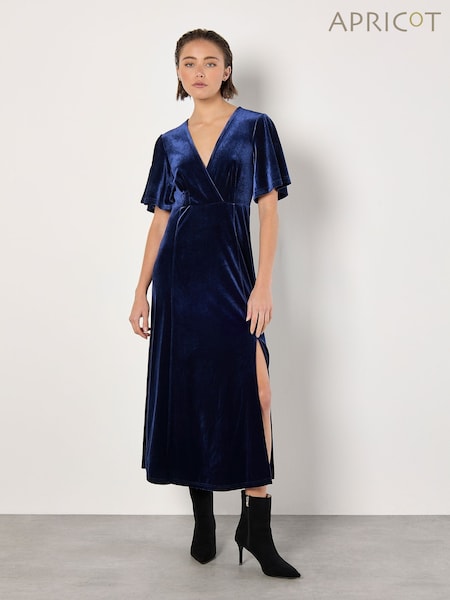 Apricot Blue Wrap Angel Sleeve Split Maxi Dress (AW2031) | €31