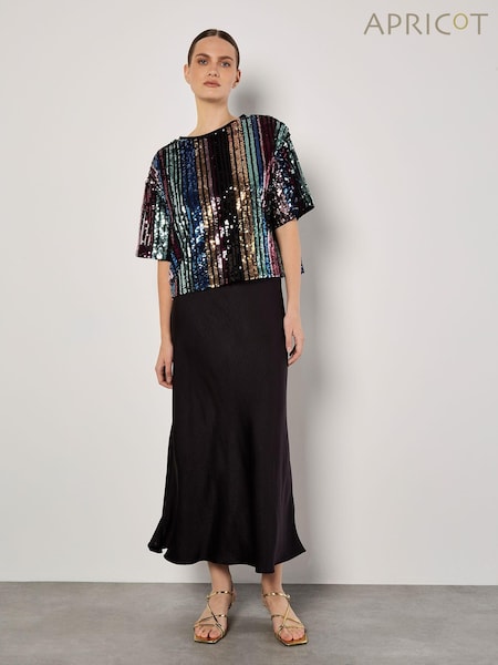 Apricot Black Sequin Stripe T-Shirt (AW2046) | €50