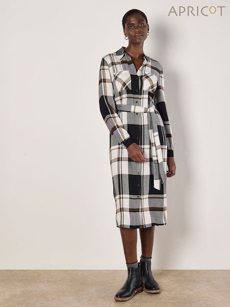 Apricot White Large Scale Check Midi Dress (AW2054) | €50