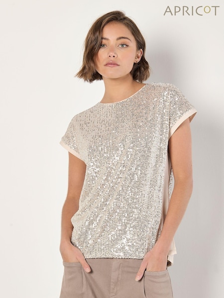Apricot Natural Sequin Line Top (AW2073) | €44