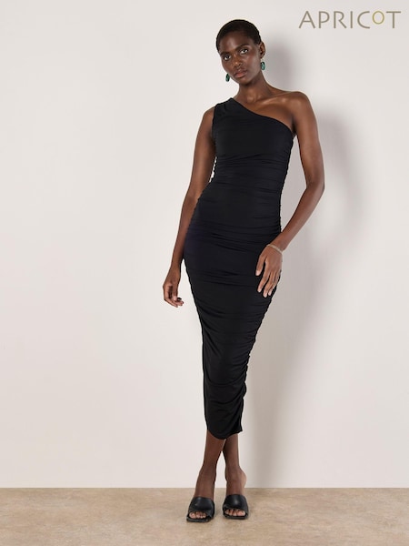 Apricot Black Super Ruch 1 Shoulder Bodycon Maxi Dress (AW2082) | €50