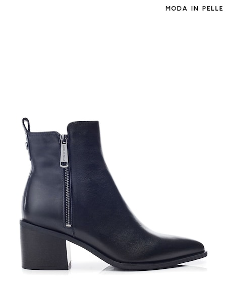 Moda in Pelle Perth Pointed Toe Zip Detail Leather Boots (AW2120) | AED404