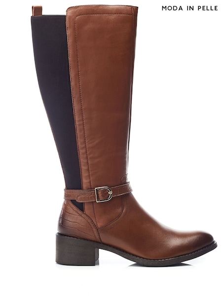 Moda in Pelle Radelle Buckle Detail Leather Riding Boots (AW2121) | $260