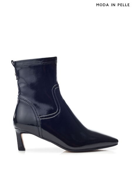 Moda in Pelle Petuniah Kitten Heel Smart Patent Chelsea Black Boots (AW2123) | AED404