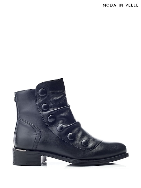 Moda in Pelle Elita Buttoned Rouched Short Leather Boots (AW2124) | €190