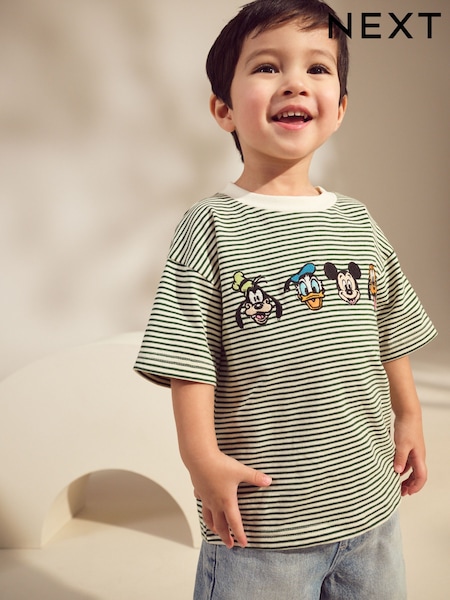 Green Stripe Mickey Mouse Short Sleeve T-Shirt (3mths-8yrs) (AW2191) | 49 QAR - 59 QAR