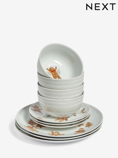 12 Piece Natural Christmas Gingerbread Dinner Set (AW2197) | €52