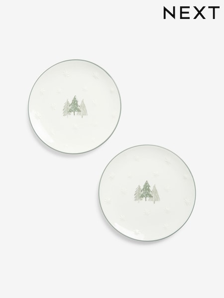 Set of 2 Green Christmas Tree Side Plates (AW2202) | €20