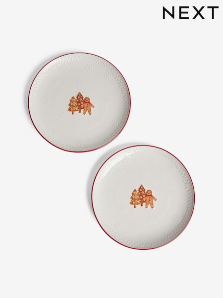 Set of 2 Natural Christmas Gingerbread Side Plates (AW2203) | AZN 36