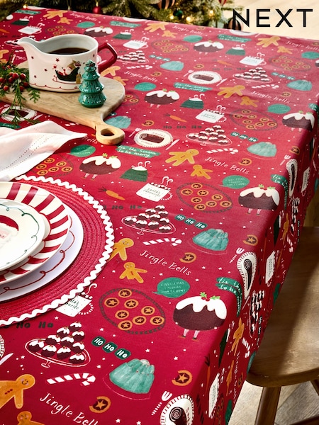 Red Christmas Pudding Wipe Clean Tablecloth (AW2250) | €28 - €37