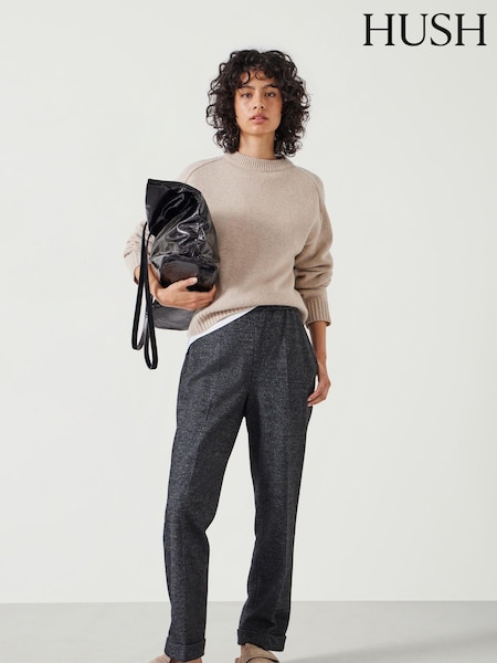 Hush Grey Eliz Slim Wool Blend Check Trousers (AW2262) | €64
