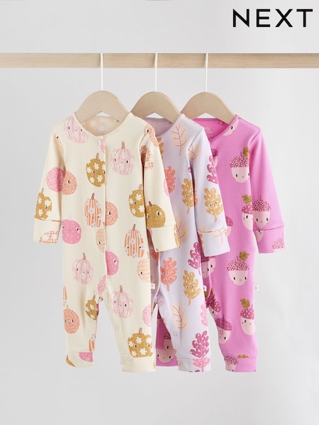 Vijolična - Baby Popper Footless Sleepsuits 3 Pack (0mths-3yrs) (AW2282) | € 25 - € 27