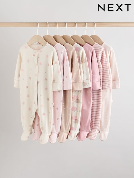 Pink Baby Popper Sleepsuits 7 Pack (0mths-3yrs) (AW2290) | R$ 390 - R$ 410