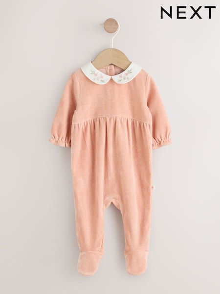 Pink Velour Baby Sleepsuit (0mths-3yrs) (AW2291) | € 17 - € 20