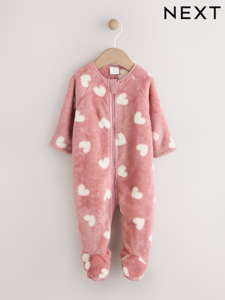 Pink Heart Print Baby Fleece Sleepsuit (AW2304) | €18 - €21