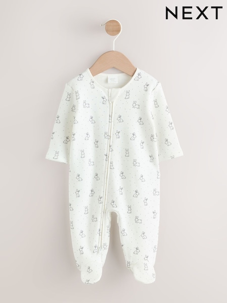 Ecru Baby Fleece Lined Two Way Zip Sleepsuit (AW2310) | AED56 - AED66