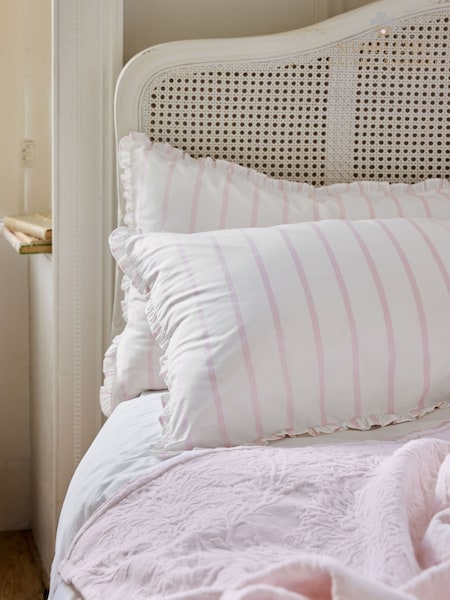 Shabby Chic by Rachel Ashwell® Set of 2 Pink Cabana Stripe Petite Ruffle 180 Thread Count Pillowcases (AW2460) | €27