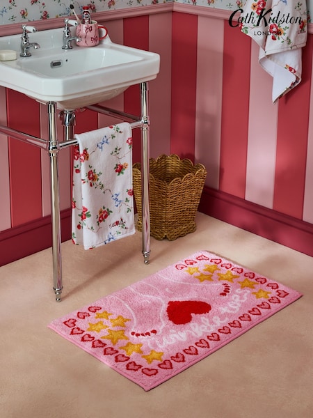 Cath Kidston Pink Twinkle Toes Slogan 100% Cotton Bath Mat (AW2491) | €32