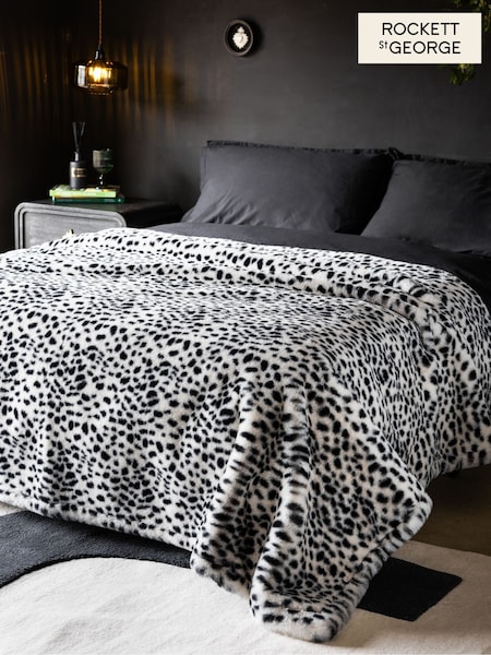 Rockett St George Snow Leopard Print Faux Fur Throw (AW2511) | €99