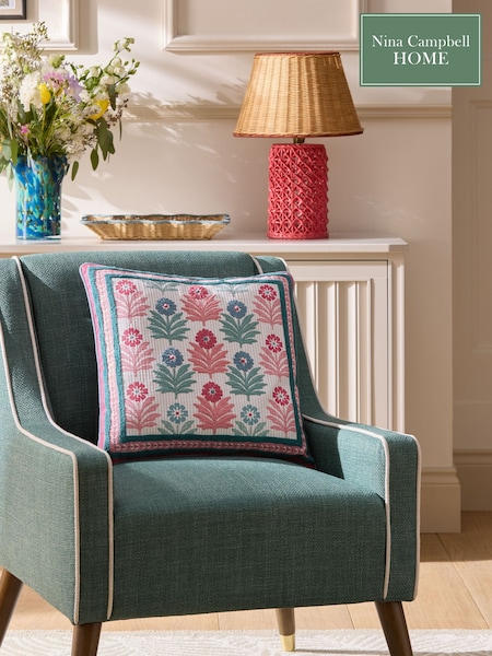 Nina Campbell Red Primrose Hill Embroidered Cushion (AW2524) | €57