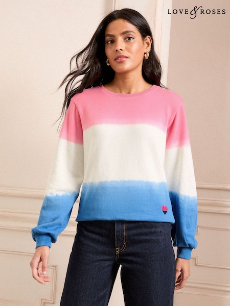 Albastru și Roz Ombră - Love & Roses Jerseu blugi (AW2607) | 238 LEI