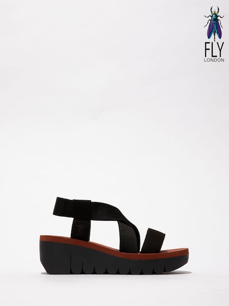 Fly London Yabi Elastic Stretch Black Sandals (AW2640) | R$ 840