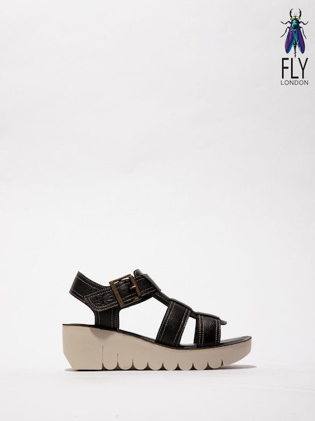 Fly London Yudd Wedge Black Sandals (AW2642) | €143
