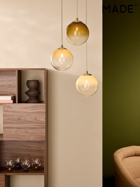 MADE.COM Brass/Green Ombre Globe 3 Light Ceiling (AW2662) | €189