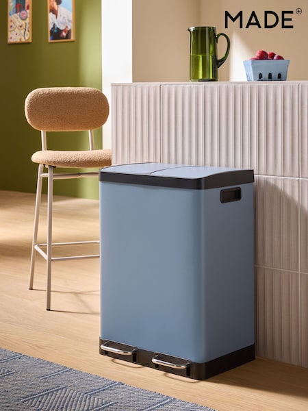 MADE.COM Blue 2 Section 60 Litre Recycling and Waste Colter Bin (AW2682) | €163