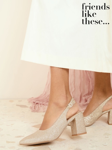 Kultainen/kullanvärinen - Friends Like These Mid Block -korkokengät Comfort Pointed Slingback Avokadot (AW2703) | €57
