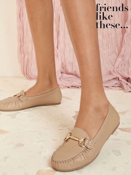 Friends Like These Neutral Snaffle Comfort Flat Faux Leather Moccasin Boat Shoes Loafer (AW2707) | €46