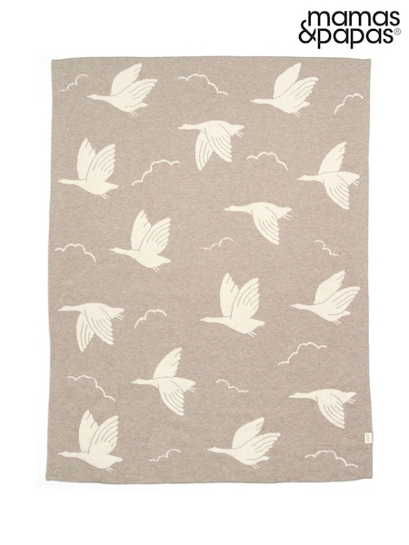 Mamas & Papas Mocha 100% Cotton Welcome To The World Duckling Knitted Blanket (AW2724) | €47