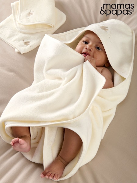 Mamas & Papas 3 Piece Cream Welcome To The World Duckling 100% Cotton Towelling Set (AW2725) | €39