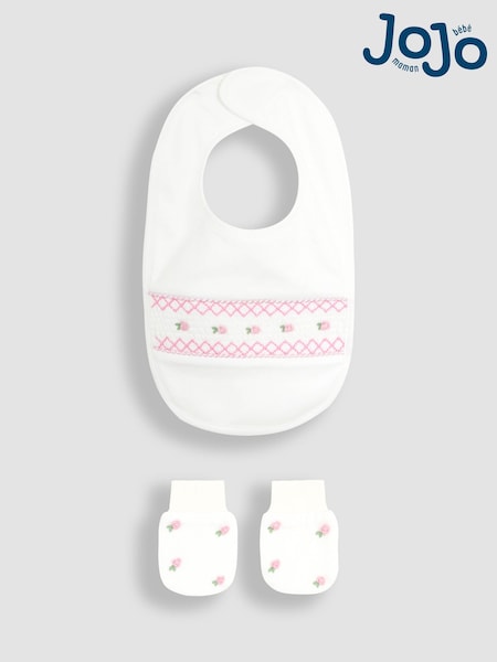 Jojo Maman Bébé White 100% Cotton Bib Mittens 2 Pack (AW2728) | €15