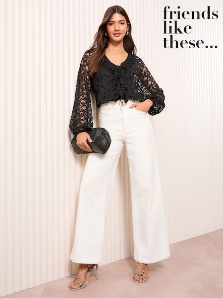 Friends Like These Long Sleeve Lace Ruffle Blouse (AW2739) | 283 LEI