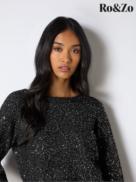 Ro&Zo Black Sparkle Twist Jumper (AW2753) | €56