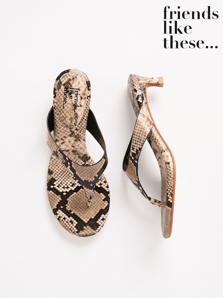 Friends Like These Snake Print Comfort Toe Post Kitten Heel Mule Sandals (AW2770) | 144 QAR