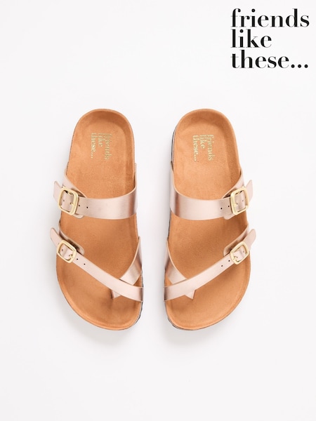 Friends Like These Rose Gold Toe Thong Comfort Footbed Flat Sandals (AW2825) | ₪121