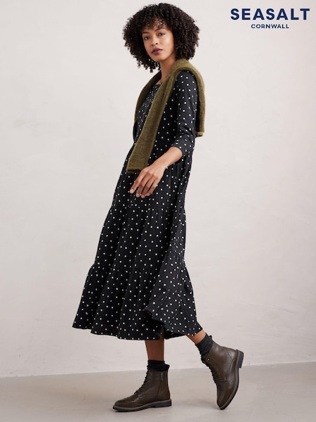 Seasalt Cornwall Line Strokes Tiered Jersey Dress (AW2923) | ‏188 ر.ق.