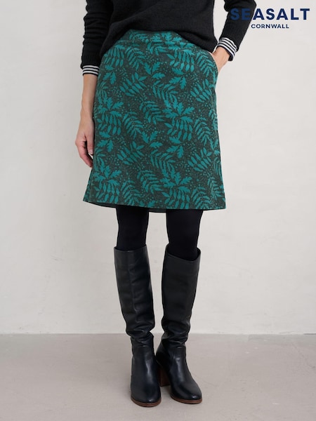 Seasalt Cornwall Green Ferry Crossing Needlecord 100% Organic Cotton Skirt (AW2936) | €51