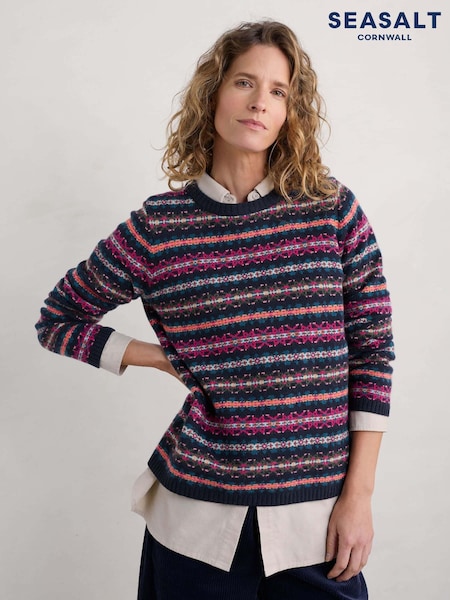 Seasalt Cornwall Maritime Multi Percella Cove Fairisle Pattern Jumper (AW2974) | €61