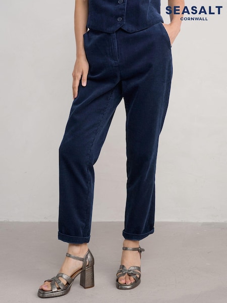 Seasalt Cornwall Blue Petite 100% Cotton Heald Trousers (AW2981) | €86