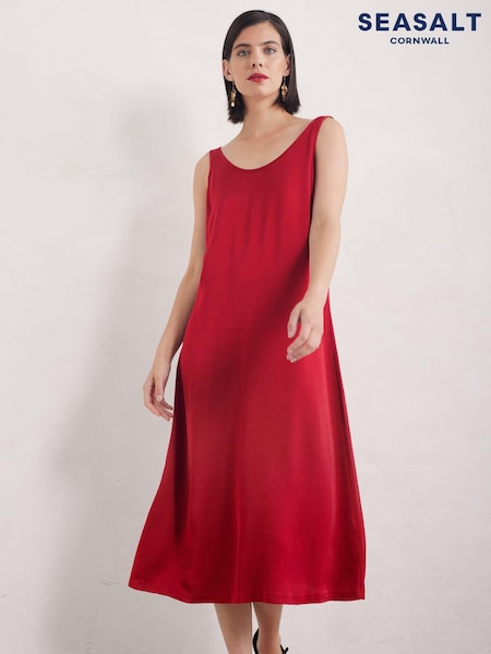 Seasalt Cornwall Red Starling Flight Satin Shift Dress (AW2984) | €63